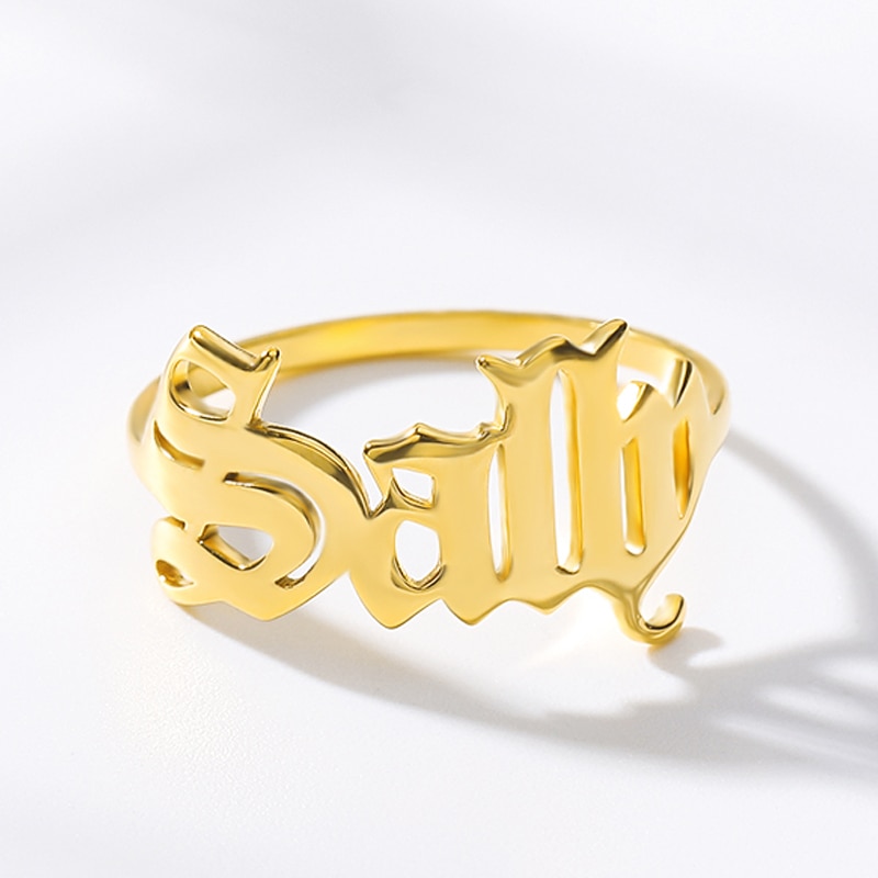 고딕 맞춤형 골드 Bague Anillos Mujer 단어 반지 맞춤형 오래된 영어 이름 반지, 스테인레스 스틸 쥬얼리 BFF 여성용 반지